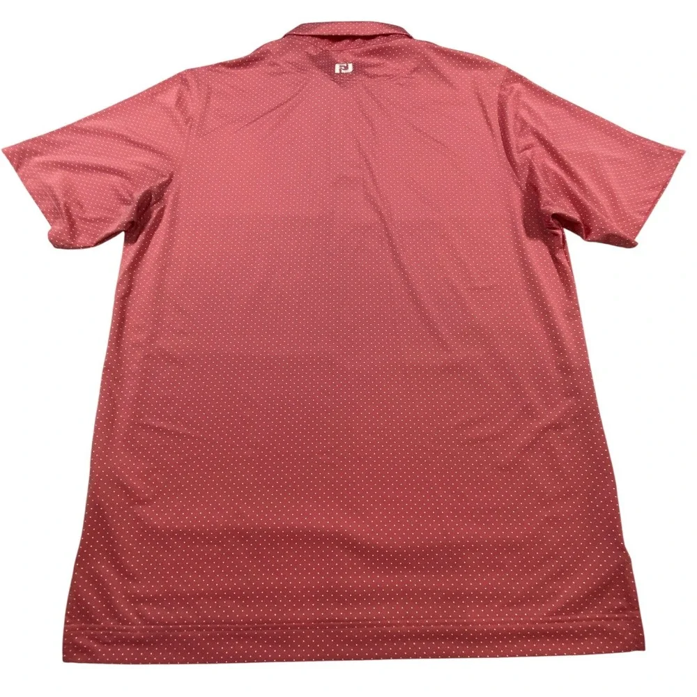 FootJoy Mens Pink Polka Dot Performance Golf Polo Shirt Size Large Short Sleeve